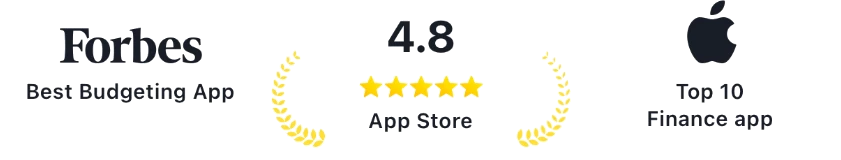 Forbes Best Budgeting App · 4.8 App Store · Top 10 Finance app